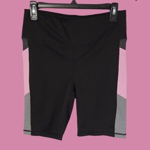 bebe Black Pink & Gray Biker Shorts Athletic Shorts – Size Large